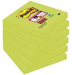 Bloczek samoprzylepny POST-IT® Super Sticky (654-6SS-AW), 76x76mm, 1x90 kartek, zielony