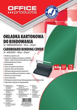 Okładki do bindowania OFFICE PRODUCTS, karton, A4, 250gsm, błyszczące, 100szt., zielone