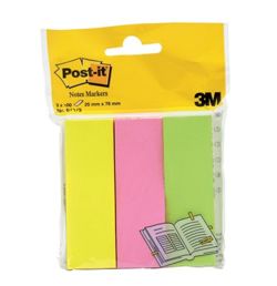 Zakładki indeksujące POST-IT® (671/3), papier, 26x76mm, 3x100 kart., mix kolorów