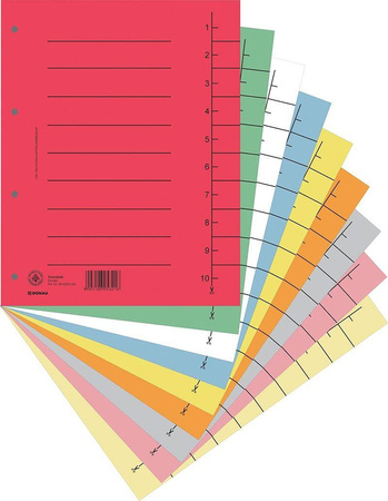 Przekładka DONAU, karton, A4, 235x300mm, 1-10, 1 karta, żółta