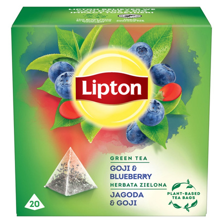 Herbata LIPTON, piramidki, zielona, jagoda i goja, 20 szt.