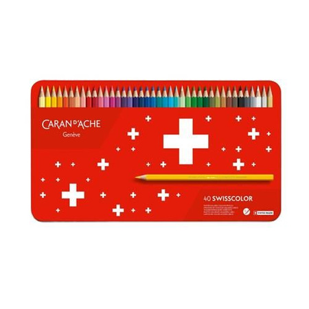 Kredki CARAN D'ACHE Swisscolor Aquarelle, z efektem akwareli, sześciokątne, 40szt., mix kolorów