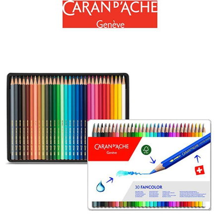 Kredki CARAN D'ACHE Fancolor, metalowe pudełko, 30 szt.