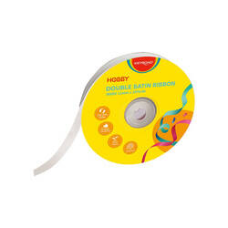 Wstążka KEYROAD, podwójna, satynowa, 12mm x 22,86m, na szpulce, biała