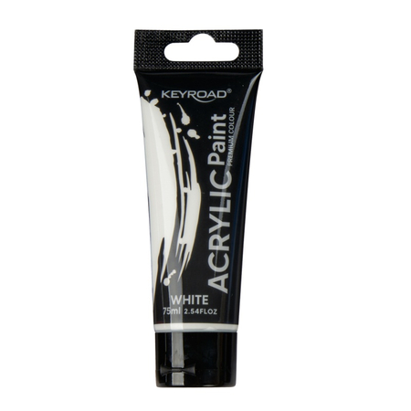 Farba akrylowa KEYROAD, 75ml, tubka, biała