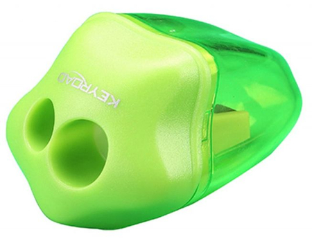 Temperówka KEYROAD Star, plastikowa, podwójna, z pojemnikiem, pakowane na displayu, mix kolorów