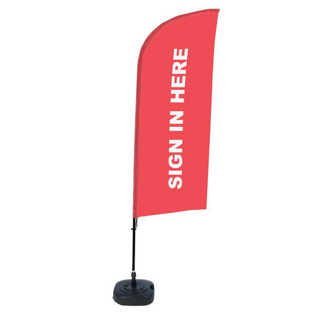 Beach Flag Alu Wind Complete Set Sign In Here Red German