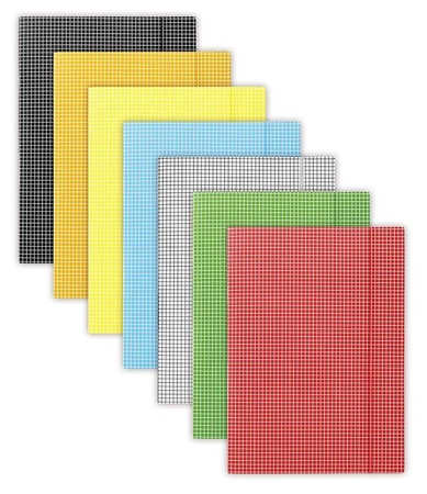 Teczka z gumką DONAU, karton, A4, 400gsm, 3-skrz., żółta w kratę