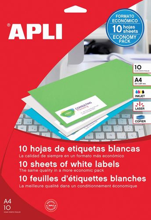 Etykiety uniwersalne APLI, 48,5x25,4mm, prostokątne, białe 10 ark.