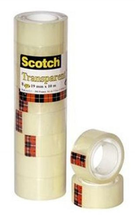 Taśma biurowa SCOTCH® (550), 19mm, 10m, w folii, 8szt., transparentna