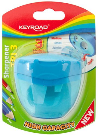 Temperówka KEYROAD, plastikowa, potrójna, blister, mix kolorów