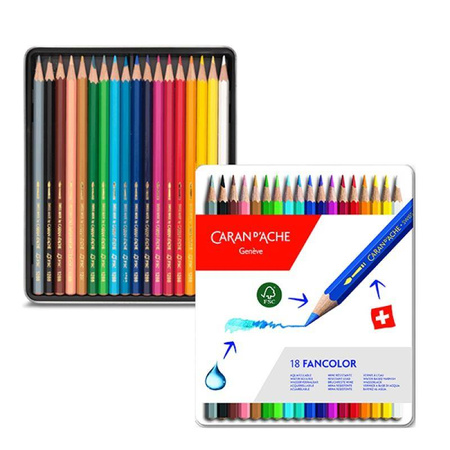 Kredki CARAN D'ACHE Fancolor, metalowe pudełko, 18 szt.