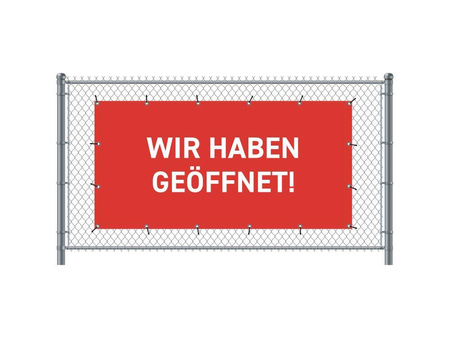 Fence Banner 300 x 140 cm Open German Red