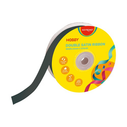 Wstążka KEYROAD, podwójna, satynowa, 25mm x 22,86m, na szpulce, czarna