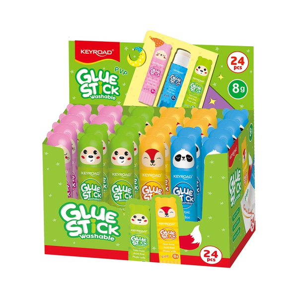 Klej w sztyfcie KEYROAD Fancy, PVP, 8g, display, mix kolorów