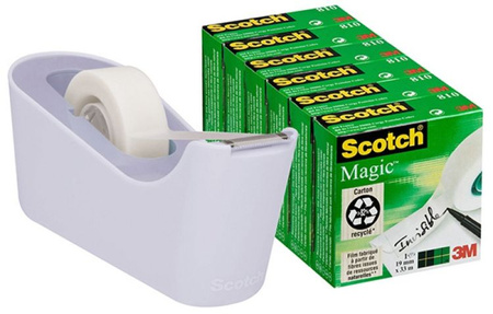 Taśma biurowa SCOTCH® Magic™(C18-6L), matowa, 19mm, 33m, 6szt., podajnik C-18 GRATIS