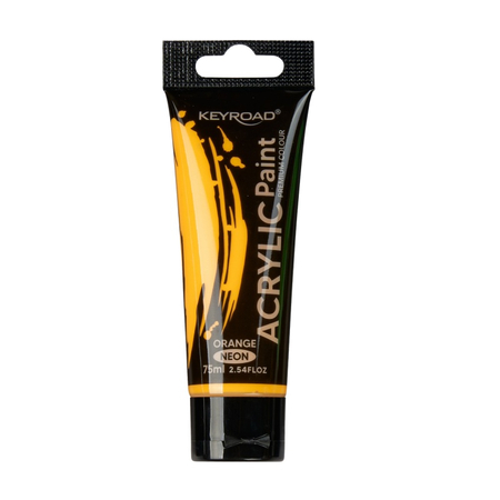 Farba akrylowa KEYROAD, neonowa, 75ml, tubka, pomarańczowa