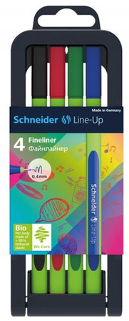 Zestaw cienkopisów SCHNEIDER Line-Up, 0,4mm, stojak, 4 szt., miks kolorów