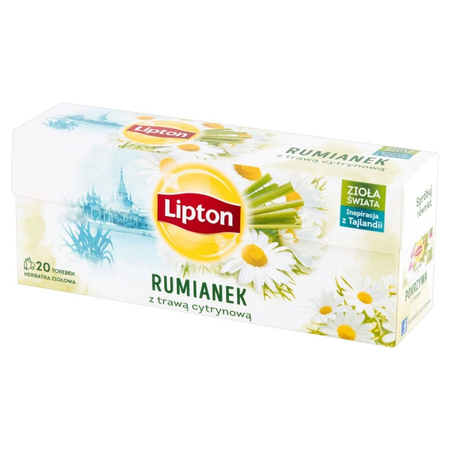 Herbata LIPTON ziołowa, rumianek z trawą cytrynową, 20 torebek