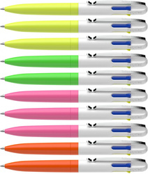 Długopis automatyczny SCHNEIDER TAKE 4 Neon, M, 4 kolory wkładu, 10 szt., mix kolorów