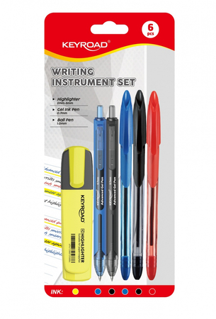 Zestaw piśmienniczy KEYROAD, 6 elementów, blister, mix kolorów