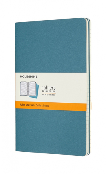 Zestaw 3 zeszytów MOLESKINE Cahier Journals, L, 13x21cm, w linie, 80 stron, brisk blue