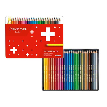 Kredki CARAN D'ACHE Swisscolor, metalowe pudełko, 30 szt.