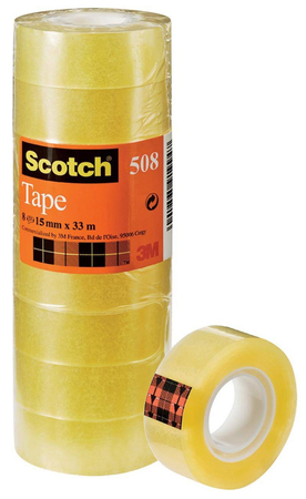 Taśma biurowa ekonomiczna SCOTCH® (508), 15mm, 33m, 10szt., transparentny żółty