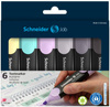 Zestaw zakreślaczy SCHNEIDER Job Pastel Grey, 1-5 mm, 6 szt., pudełko z zawieszką, mix kolorów