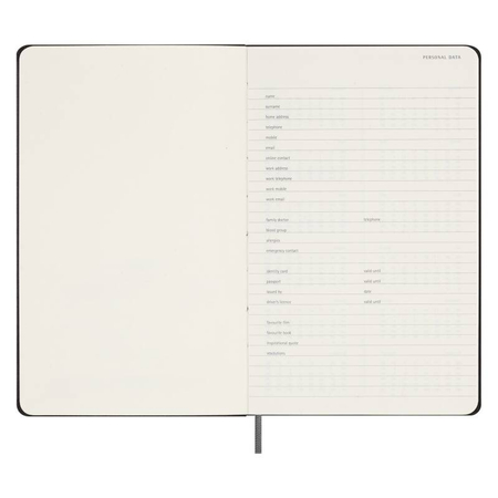 Kalendarz tygodniowy MOLESKINE, bez dat, L, twarda oprawa, czarny