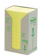 Bloczek samoprzylepny ekologiczny POST-IT® (653-1T), 38x51mm, 24x100 kart., żółty