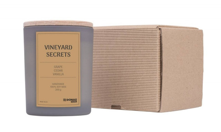 Świeca sojowa DONAU HOME, w szarym szkle, drewniana pokrywa i knot, Vineyard Secrets, 200g