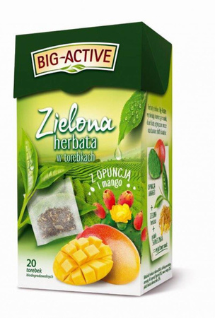 Herbata BIG ACTIVE, zielona z opuncją i mango, 20 torebek