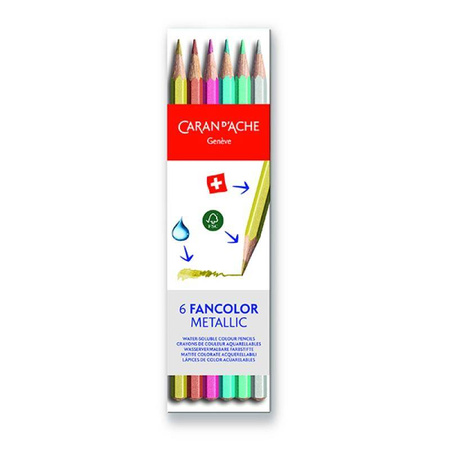 Kredki CARAN D'ACHE Fancolor Metallic, 6 szt.
