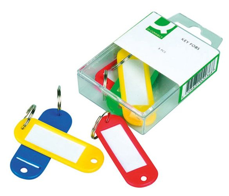 Zawieszki na klucze Q-CONNECT, 58x20mm, 6szt., mix kolorów
