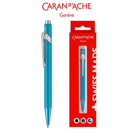 Długopis CARAN D’ACHE 849 Gift Box Metal-X Line Turquoise, turkusowy