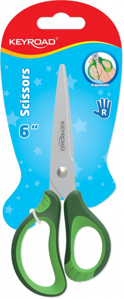 Nożyczki dziecięce KEYROAD, 15,5 cm, miękki uchwyt, blister, mix kolorów
