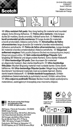 Ultra odporne podkładki filcowe SCOTCH, okrągłe, 25mm, 8 szt., czarno-białe