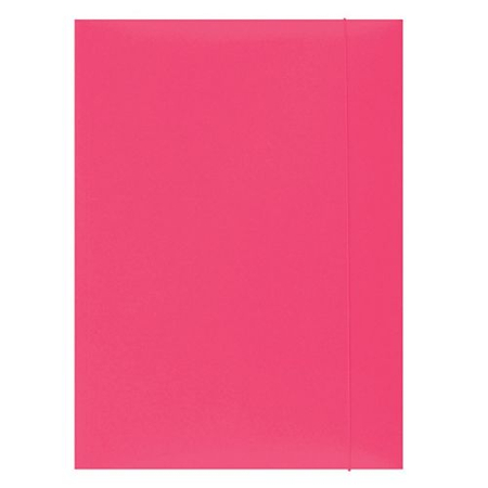 Teczka z gumką OFFICE PRODUCTS, karton, A4, 300gsm, 3-skrz., różowa