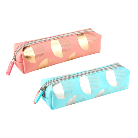 Piórnik KEYROAD Metallic, podwójny zamek, mix kolorów