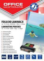 Folia do laminowania OFFICE PRODUCTS, A6, 2x100mikr., błyszcząca, 100szt., transparentna