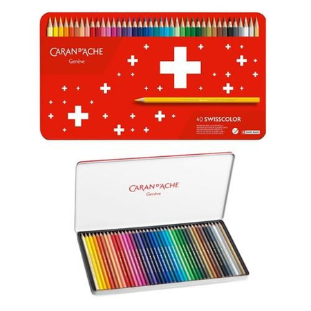 Kredki CARAN D'ACHE Swisscolor Aquarelle, z efektem akwareli, sześciokątne, 40szt., mix kolorów