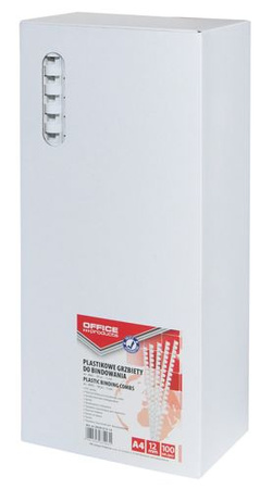 Grzbiety do bindowania OFFICE PRODUCTS, A4, 12mm (95 kartek), 100 szt., białe