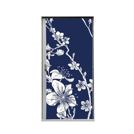 Door Wrap 80 cm Japanese Cherry Blossom Blue