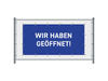 Zaun-Banner 200 x 100 cm Geöffnet Deutsch Blau