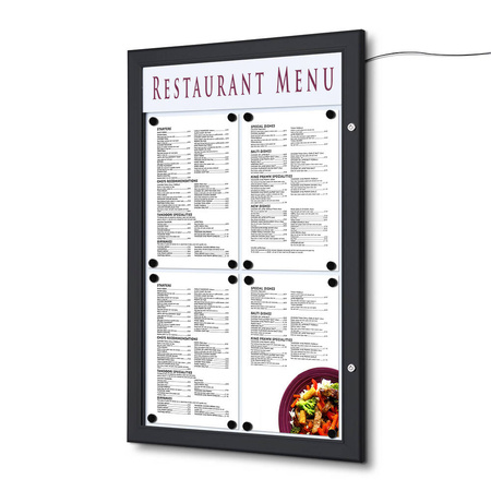 Gablota na Menu Zewnętrzna, 4xA4 czarna - z LED - SCZ4xA4LEDC9005