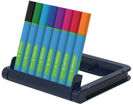 Długopis SCHNEIDER Link-It Slider, XB, stojak - podstawka, 8szt. mix kolorów