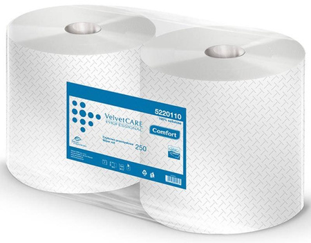 Czyściwo przemysłowe VELVET Professional, 2-warstwowe, 1000 listków, 250m, 2szt., białe