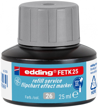 Tusz do uzupełniania markerów do flipchartów e-FETK 25 EDDING, srebrno-szary