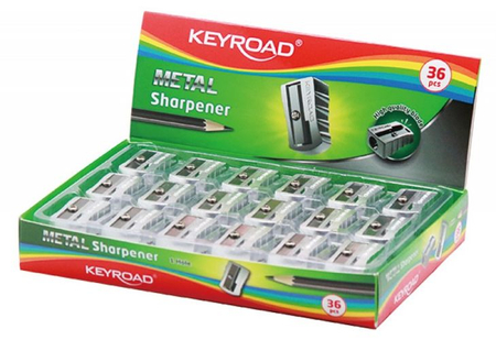 Temperówka KEYROAD, aluminiowa, pojedyncza, pakowana na displayu, srebrna